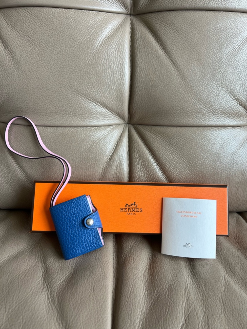 Hermès Ulysse Nano Mini Notebook Bag Charm Bleu France Mauve Sylvestre